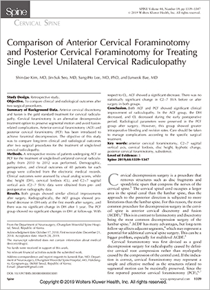 Comparison of Anterior Cervical Foraminotomy and Posterior Cervical Foraminotomy for Treating Single Level Unilateral Cervical Radiculopathy
